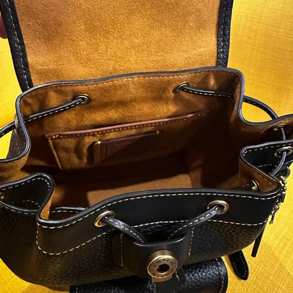Coach Black Pebbled Leather Backpack with Gold Hardware